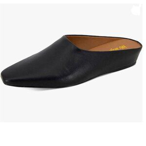 Wo Wagas Black Mules Low Wedge Heel Slippers Square Toe Slip On Shoe Indoor Shop
